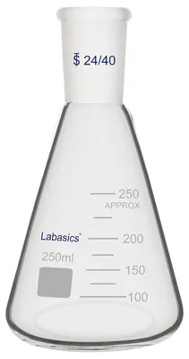 Productafbeelding van Glazen 24/40 Erlenmeyer Kolf - Borosilicaatglas Zware Wandfles met 24/40 Standaard Taps Toelopende Buitenverbinding - 250 ml