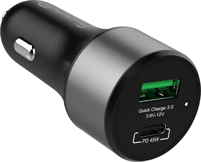 Zdjęcie produktu dla Crong Car charger USB-C PD 45W + USB QC 3.0 18W black