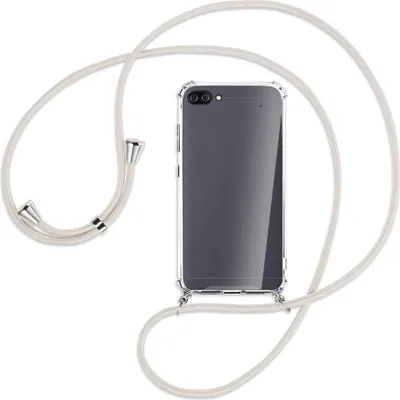 Produktbild von Handykette Backcover-Schutzhülle mit Band (Metall silberfarben) für Asus Zenfone 4 Max (Pro/Plus) - broken white