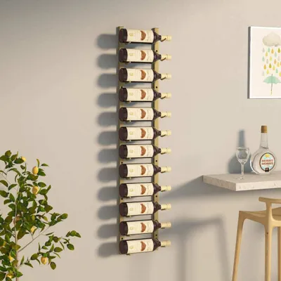 Produktbild von The Living Store Wand-Weinregal für 12 Flaschen Golden Eisen