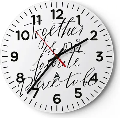 Produktbild von Wanduhr - Rund - Glasuhr - Gemeinsam unser Ort - 40x40cm - Schleichendes Uhrwerk - Lautlos - zum Aufhängen bereit - Dekoration Modern - Wanddekoration aus Glas - C4AR40x40-4539