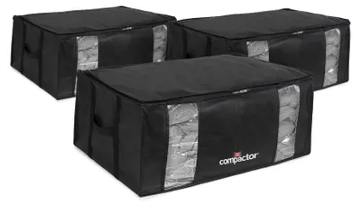 Image de COMPACTOR - Lot 3 housses rangement sous vide XXL - 65 x 45 x H.27 cm - Noir