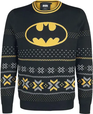 Produktbild von Batman Weihnachtspullover Herren Logo schwarz M