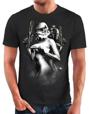 Produktbild von Herren T-Shirt Fantasy Sternenkrieger Blockbuster Parodie Printshirt Fashion Streetstyle Neverless® schwarz M
