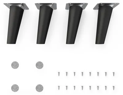 Produktbild von 4x sossai Holzfüße Schwarzmatt - schräge Ausführung 12cm Buche