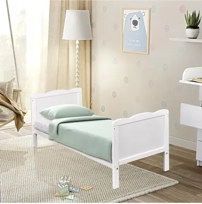 Produktbild von Baby-Delux Babybett Kinderbett Max 2in1 weiß 60x120 Kiefermassivholz, Matratze, Lattenrost, Beißschienen zum Schutz
