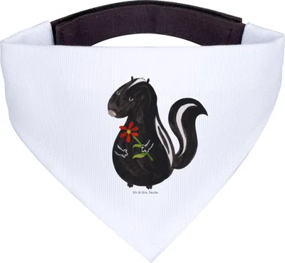 Produktbild von Mr. & Mrs. Panda Halstuch Für Hunde Stinktier Blume - Weiß - Geschenk, Träume, Dreams, Raubtier, Skunk, Hund, Hundehalstuch, Hunde-Halstuch, Wildtier, Tuch
