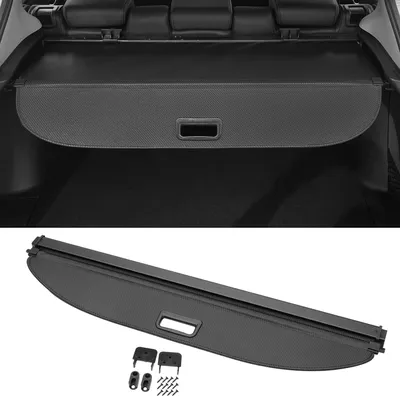 Image de Cache-Bagages Rétractable Pour Coffre De Voiture Pour Volkswagen Tiguan 2007-2016, Étagère De Coffre Arrière Rétractable, Toile, Avec Accessoires, Noir En Fibre De Carbone