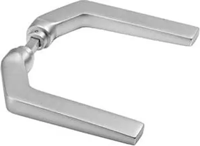 Produktbild von AMF Türdrücker 15453 modern gekröpft aus silberfarbig eloxiertem Leichtmetall