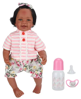 Produktbild von 55cm süße schlafende Babymädchen-Puppe, Afroamerikanerin, schwarze Haut, weiches Vinyl