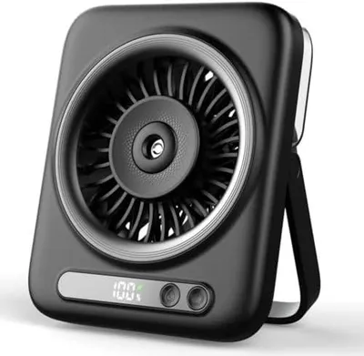 Produktbild von Schreibtischventilator, wiederaufladbarer USB-Tischventilator, 4000 mAh Akku, 5 Touch-Steuerung, leiser bürstenloser Motor zum Kühlen und Befeuchten, für Zuhause, Büro, Wohnheim (schwarz)