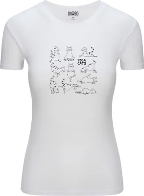 Produktbild von Diarbo Damen T-Shirt mit Lustigem Sport Druck Yoga-Katzen Weiß Gr.M