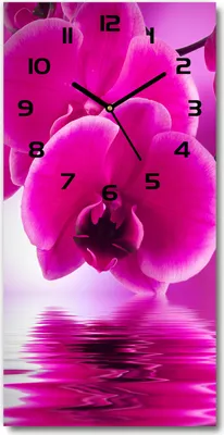 Produktbild von Wanduhr aus Glas – 30x60 cm - Glasbild - Glasuhr - Gehärtetes Glas -Rosa Orchidee