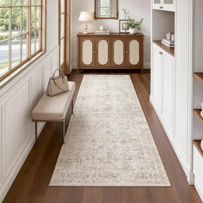 Immagine prodotto di Tappeto corridoio, 60x180 cm, beige, lavabile, antiscivolo