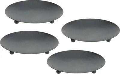 Image de Set de 4 assiettes à bougies rondes Ø 8,5 cm - noir - porte-bougies (petit)