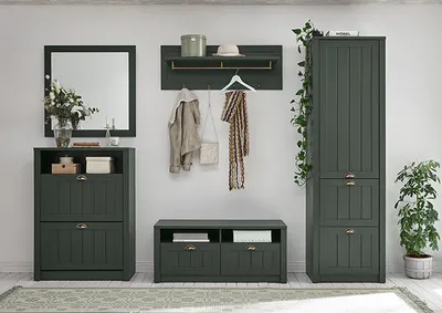 Immagine prodotto di Ascot armadio da corridoio set appendiabiti da corridoio 5 pezzi 283cm verde casa di campagna