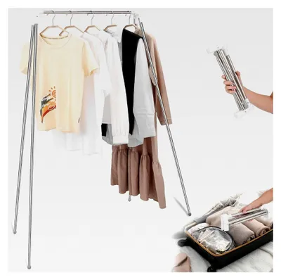Produktbild von Faltbarer Wäscheständer aus Edelstahl, einziehbar von 32-73 cm, für Camping, Reisen, Outdoor und Wäsche zu Hause