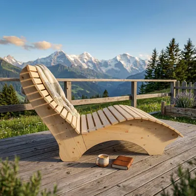 Produktbild von Holzliege Wellenliege Waldsofa Relaxliege Gartenliege "Ruhe-Vroni" (Fichte) Breite 100cm Himmelsliege