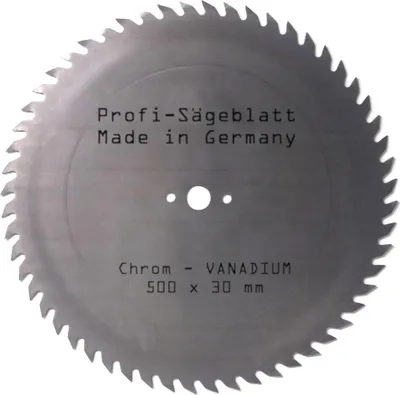 Produktbild von CV Sägeblatt 500 x 30 mm KV-A Grobzahnform Wolfszahn Brennholzsägeblatt Kreissägeblatt Chromvanadium für Wippsäge, Tischkreissäge und Brennholzsäge Chrom - Vanadium Stahl für Brennholz