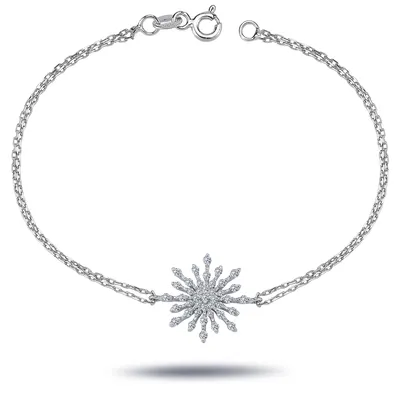 Produktbild von Schneeflocke Armkette mit Diamanten Brillant-Schliff 14 Karat Weißgold