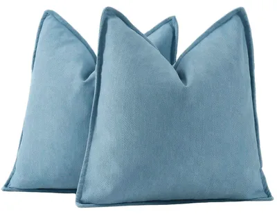 Productafbeelding van Set van 2 kussenhoezen van chenille, blauw, 50 x 50 cm
