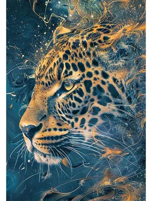 Obrázek produktu pro Sada pro malování diamantem "Leopard", 40x50 cm, 5D, malování podle čísel, pro dospělé, motiv: zvíře, bronzový leopard