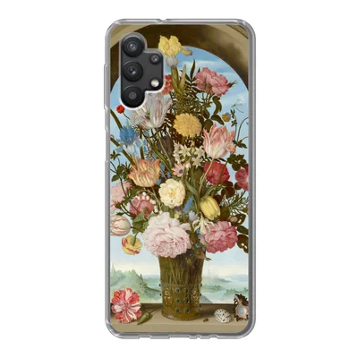 Produktbild von MuchoWow® Handyhülle Schutzhülle Hülle für Samsung Galaxy A32 5G Vase mit Blumen in einem Fenster - Gemälde von Ambrosius Bosschaert dem Älteren Silikon Softcase Handy Hülle - Softcase