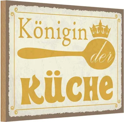 Produktbild von vianmo Holzschild 12x18 cm Königin der Küche Krone Kochen