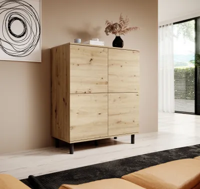 Produktbild von Kommode 4-Türig, Aufbewahrungsschrank, Sideboard, 100 cm, Artisan, Loft-Design, "Masimo"