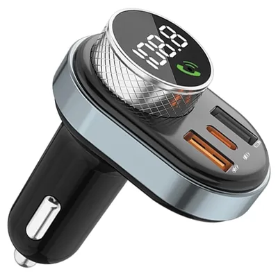 Immagine prodotto di Kit auto vivavoce Awei C-843 con trasmettitore Fm, Bluetooth 5.0, Mp3, 1Xusb+1Xusb-C Nero/Nero