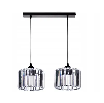 Produktbild von FKL DESIGN Home Deco Deckenlampe Deckenleuchte 2-flammig E27 Kristall Lampenshirm Lampe aus Serie (N490-BZ2)