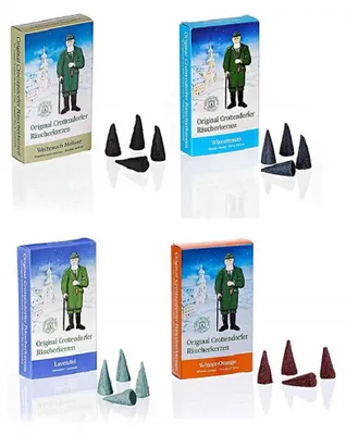 Produktbild von Crottendorfer - 4er Set Räucherkerzen Weihrauch-Melisse / Lavendel / Wintertraum / Winter-Orange - Inhalt jeweils 24 Stück, Größe M (Standard)