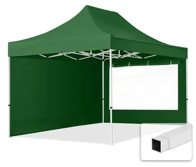 Obrázek produktu pro Nůžkový stan 3x4,5 m, ocel, vč. 2 bočnic tmavě zelená