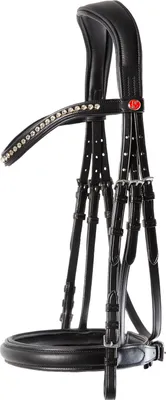 Produktbild von Kieffer Trensenzaum Ultrasoft® Sue in braun oder schwarz, Farbe:schw./schw. unterl.-Lederstirnband bombiert, Größe:Warmblut / Nasenbd.35mm