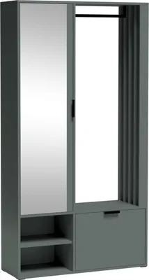 Produktbild von MEBLINI Garderobenschrank Flur mit Spiegel - Garderobe Schrank - Flurgarderobe schmal - Garderobe Flur Möbel Set - Flurschrank hoch - MILANO UNI - 100x33x190cm R/L - Grün