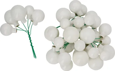 Produktbild von Weihnachtskugeln aus Glas am Draht, 36 Stück, Ø 20 / 25 / 30 mm Weiß-Opal