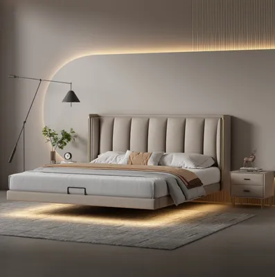 Immagine prodotto di Camera da letto bianca letto matrimoniale di design mobili letti con struttura in legno