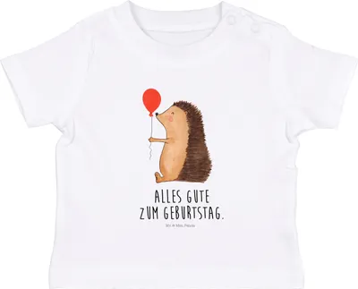Produktbild von Mr. & Mrs. Panda  T-Shirt Igel Luftballon 0. - 6. Monat - Weiß - Geschenk, Babyshirt, Lustige Sprüche, Ballon, Baby Shirt, Herzlichen Glückwunsch, Happy Birthday