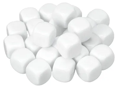 Imagen del producto de Dados de acrílico blanco, de 14 mm, 20 unidades, con caras lisas, para juegos de mesa