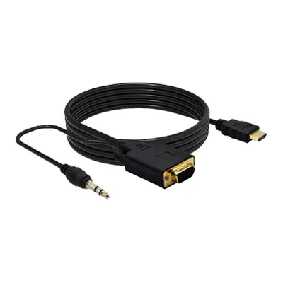 Zdjęcie produktu dla Kabel konwertera HDMI do 1080p Full HD na VGA Dad z kablem audio, 1,8 m, czarny