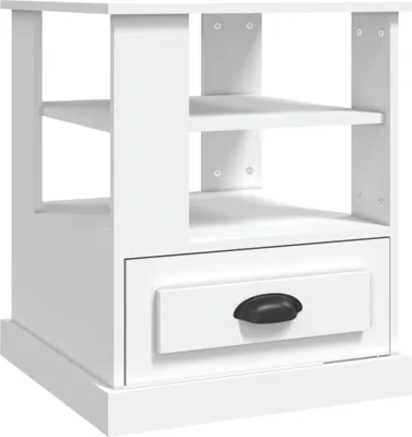 Obrázek produktu pro vidaXL Bílý boční stolek 50x50x60 cm Dřevěný materiál