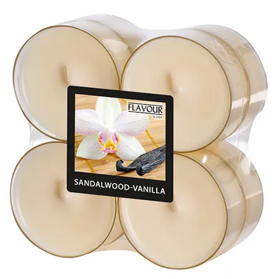 Produktbild von 8 "Flavour by GALA" Maxi Duftlichte Ø 59 mm · 24 mm elfenbein - Sandalwood-Vanilla Polycarbonathülle