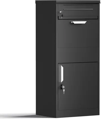 Produktbild von Freistehender Briefkasten, schwarz, abschließbar, 112 x 50 x 37 cm, aus Stahl