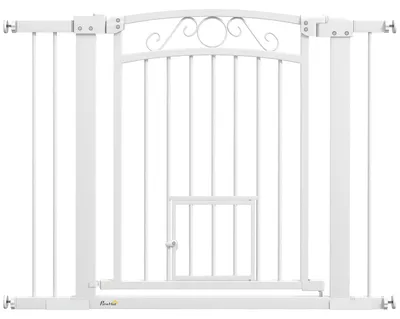 Immagine prodotto di Cancelletto di Sicurezza per Animali con Estensioni 76-104x77cm Porta per Gatti Bianco