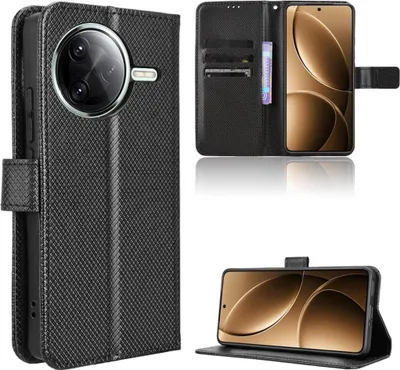 Produktbild von Kunstleder Hülle für Xiaomi Poco F7 Pro 5G / F7 Ultra mit Kartenfächern Schwarz