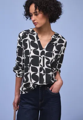 Produktbild von Street One Blusenshirt 'Gemustertes Shirt', A324657, shadowed navy, Gr. 38