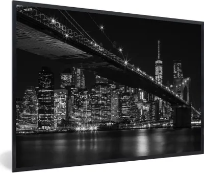 Produktbild von MuchoWow® Gerahmtes Poster New York - Brooklyn - Brücke 30x20 cm - Poster mit Schwarzem Bilderrahmen Wandposter Rahmen Foto Bilder - Kunstdruck - Bild-Poster