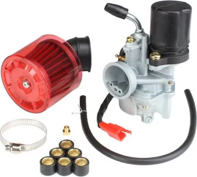 Produktbild von Tuning Vergaser 12mm + Luftfilter + Hauptdüse + Variorollen für Minarelli liegend CPI / Yamaha MBK Aprilia Malaguti