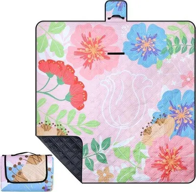 Produktbild von Famanu Picknickdecke wasserdicht 200 x 200 cm - dreilagige Stranddecke - tragbar - extra große Campingdecke