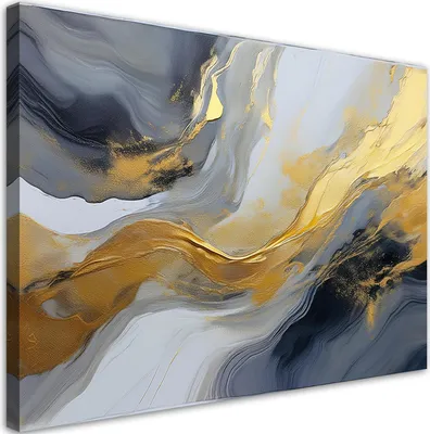 Produktbild von Leinwandbild Abstrakte Marmorstruktur Grau Gold 120x80 Feeby Gold bild für die wand bereit zum aufhängen